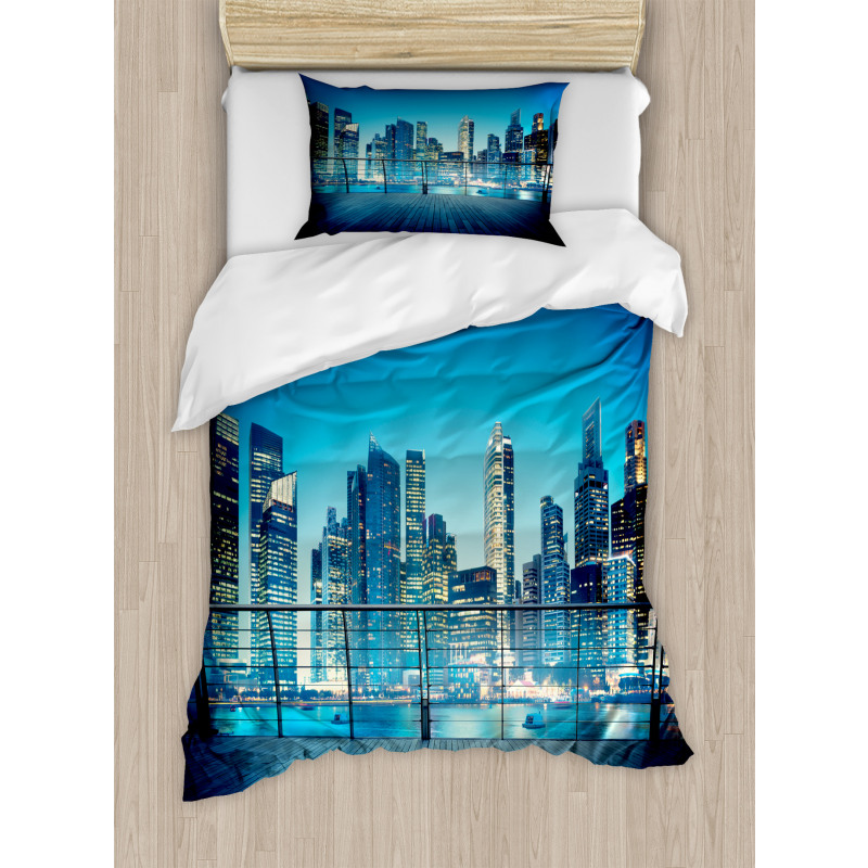Skyscrapers from Balcony Duvet Cover Set