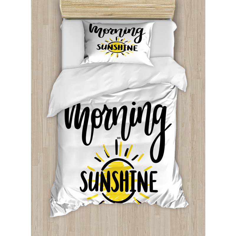 Doodle Morning Sunshine Text Duvet Cover Set