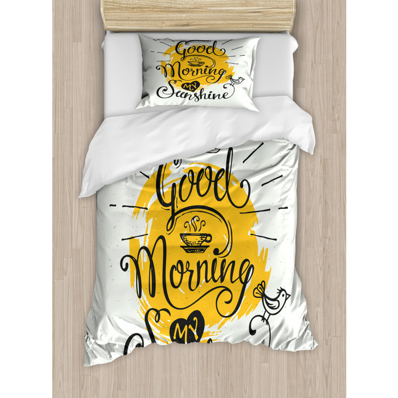 Birds and a Cup of Coffee Duvet Cover Set