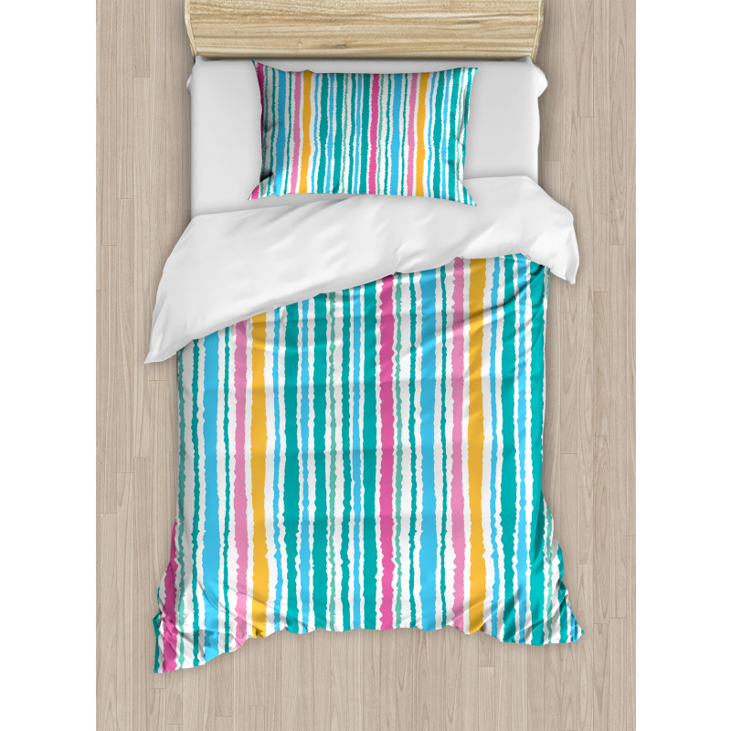 Stripes in Aquatic Colors Duvet Cover Set