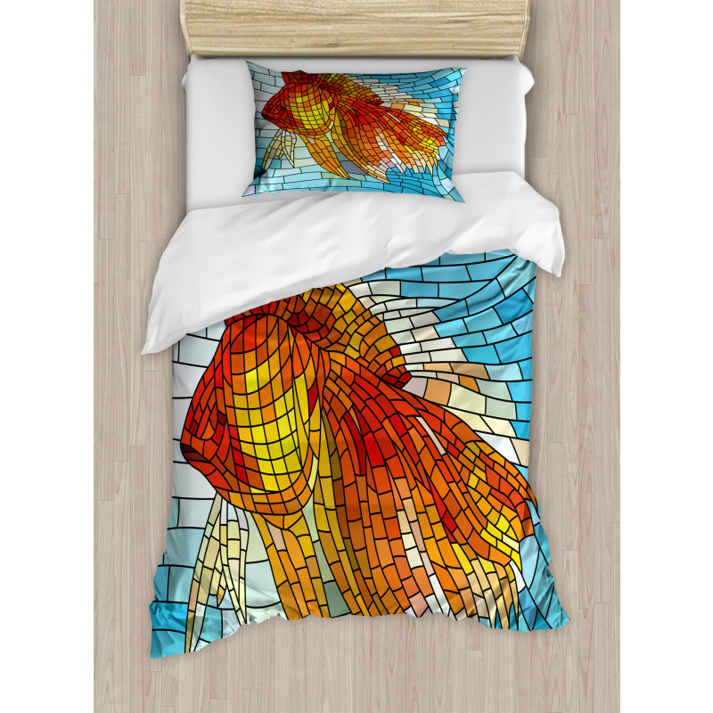 Stained Glass Mosaic Fish Art Duvet Cover Set