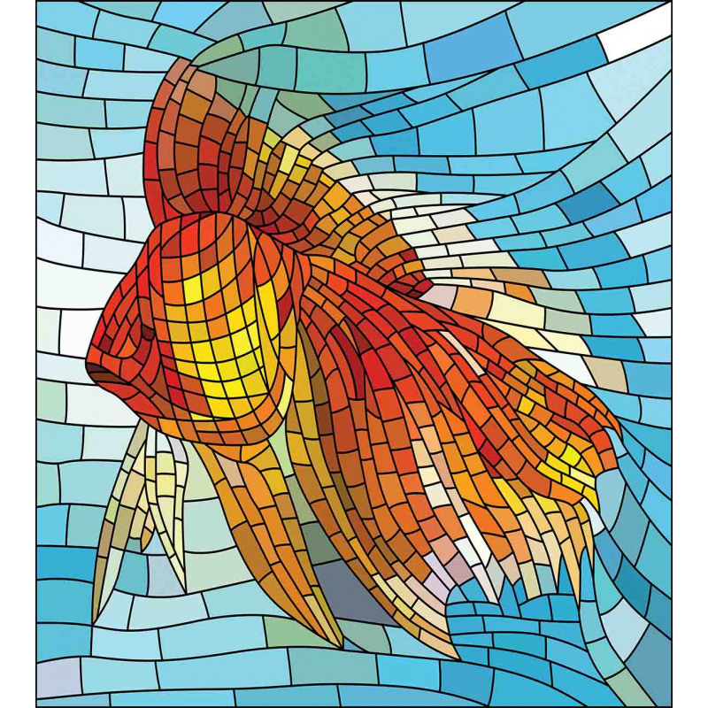 Stained Glass Mosaic Fish Art Duvet Cover Set