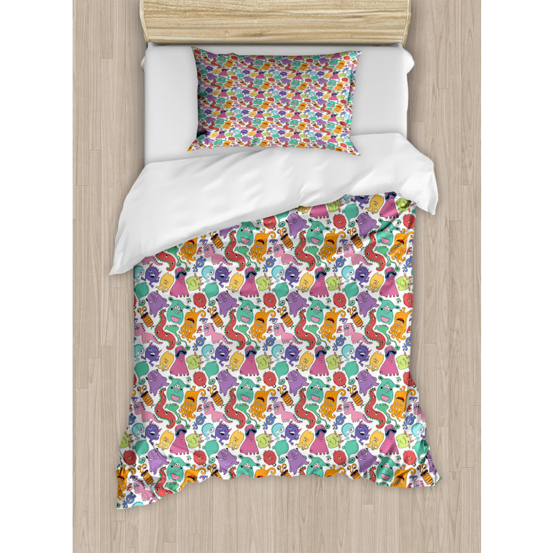 Abstract Hairy Monsters Duvet Cover Set