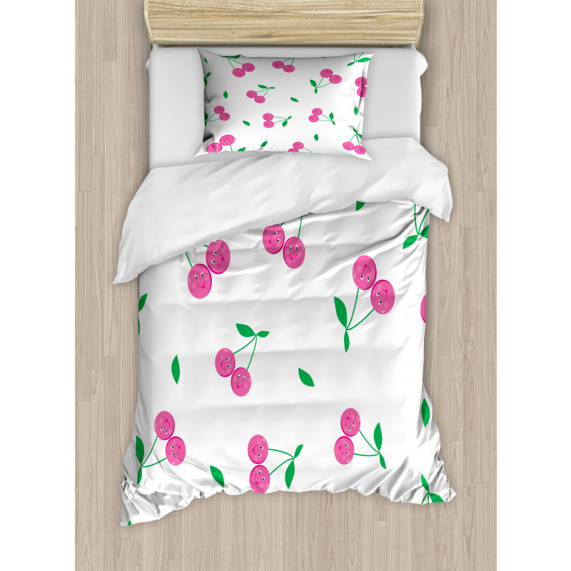 Cherries with Smiling Faces Duvet Cover Set