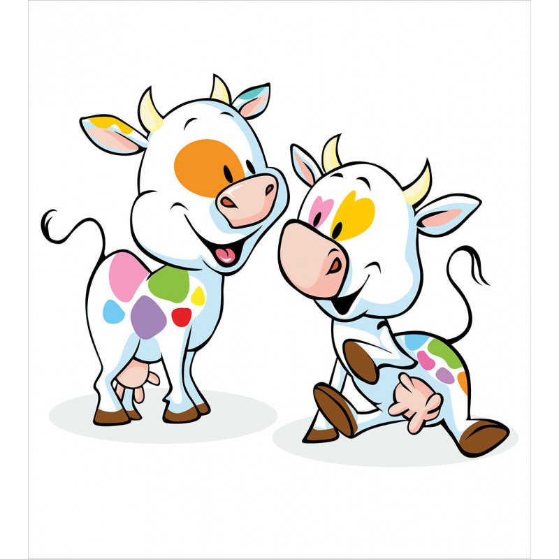 Cartoon Baby Cows Farmland Duvet Cover Set