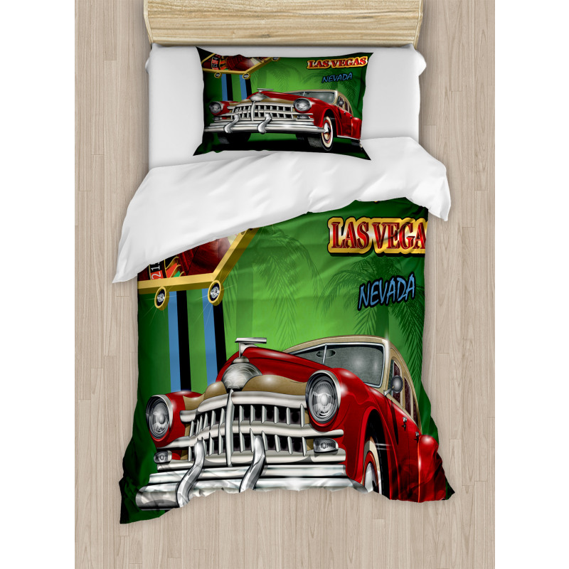 Retro Car Roulette Table Duvet Cover Set