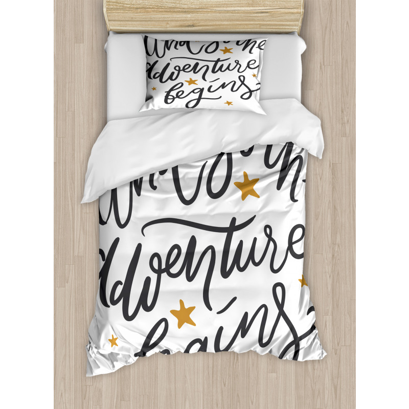 Adventure Begins Message Duvet Cover Set