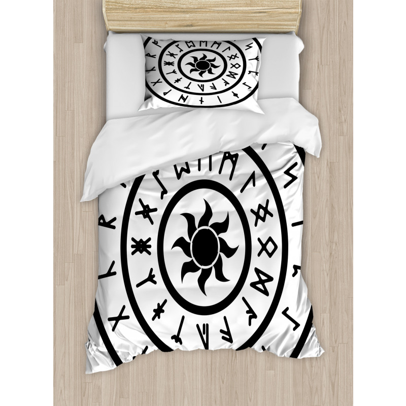 Sun and Nordic Runes Duvet Cover Set