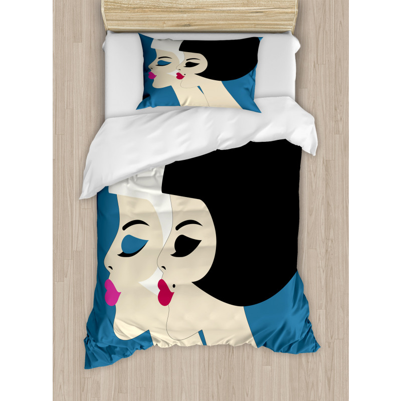 Bob Haircut Twin Ladies Duvet Cover Set