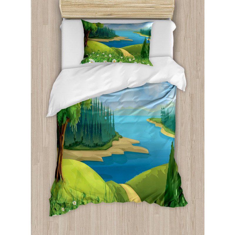 Cartoon Landscape Pattern Duvet Cover Set