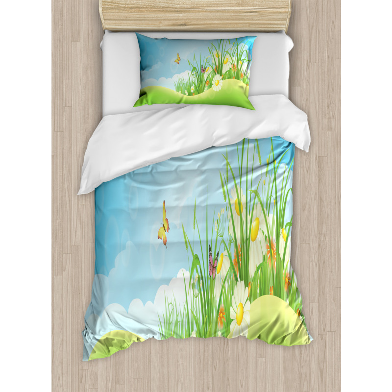 Spring Meadow Hills Cartoon Duvet Cover Set