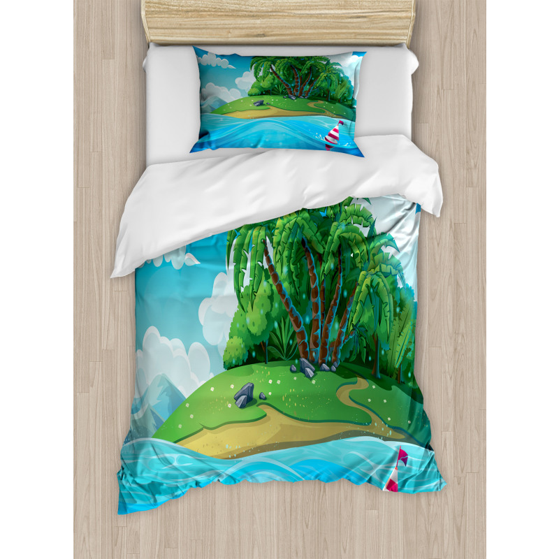 Aquatic Seascape Pattern Duvet Cover Set