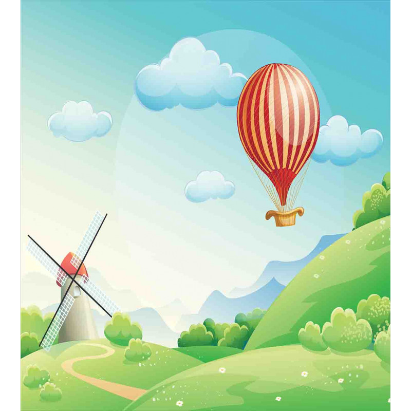 Mill Hot Air Balloon Design Duvet Cover Set