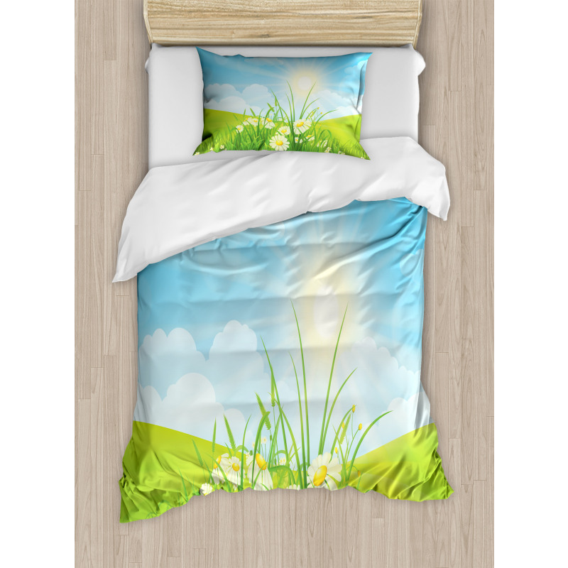 Floral Meadow Illustration Duvet Cover Set