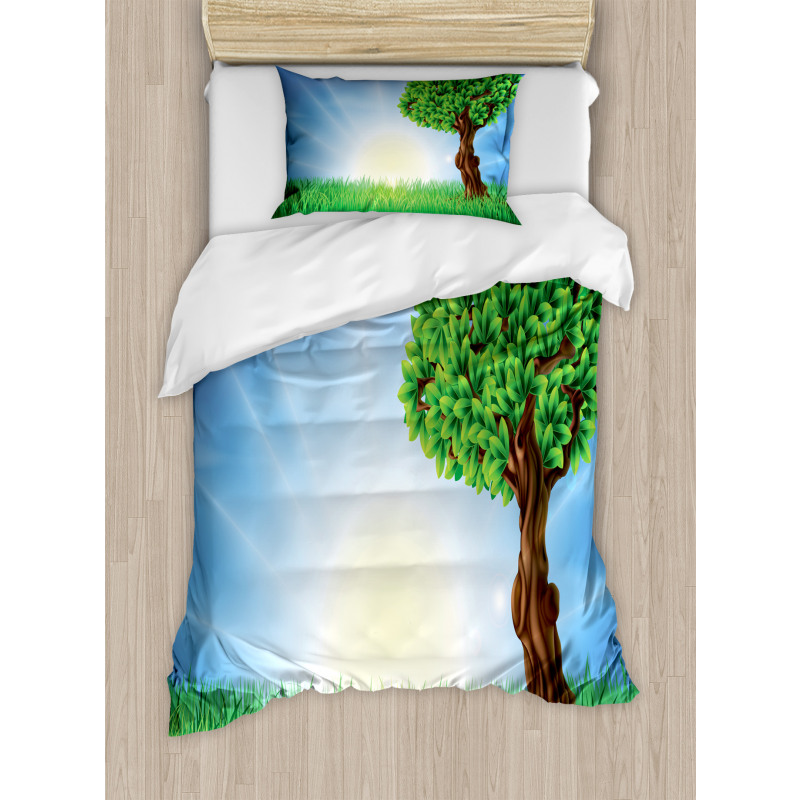 Foliage Leaves Lonely Tree Duvet Cover Set