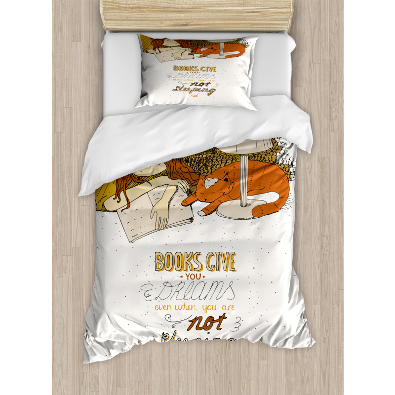 Books Give You Dreams Text Duvet Cover Set