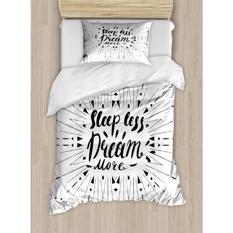 Sleep Less Dream More Text Duvet Cover Set