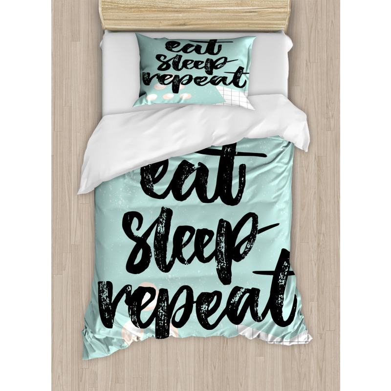 Eat Sleep Repeat Lettering Duvet Cover Set