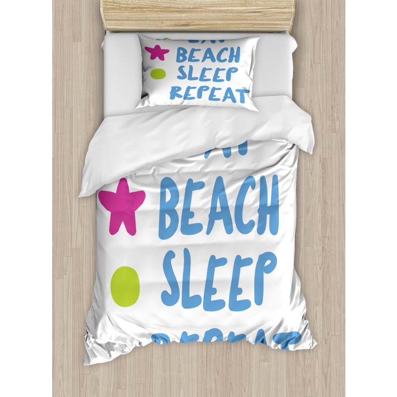 Eat Beach Sleep Repeat Text Duvet Cover Set