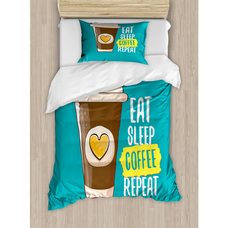 Eat Sleep Coffee Time Repeat Duvet Cover Set
