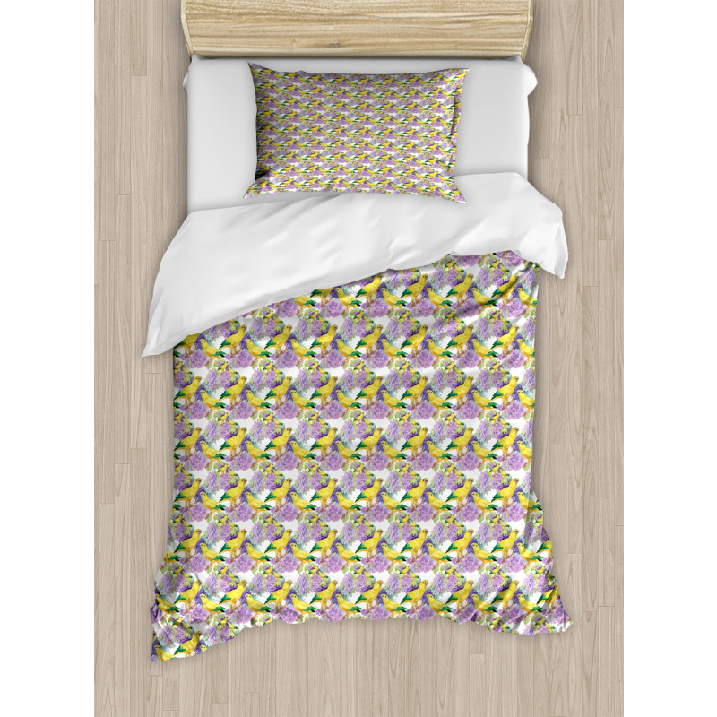 Tropical Yellow Parrot Birds Duvet Cover Set