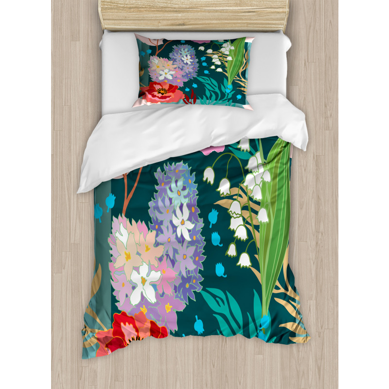 Hydrangea and Bell Flowers Duvet Cover Set