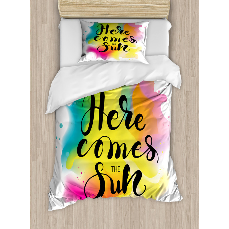 Here Comes Sun Text Duvet Cover Set