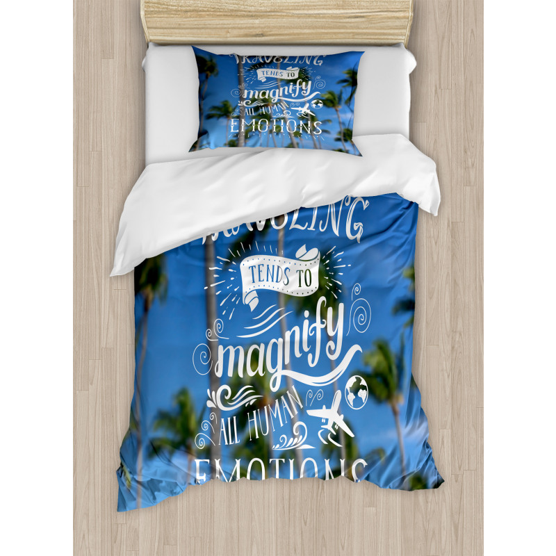 Travel Words Airplane Duvet Cover Set