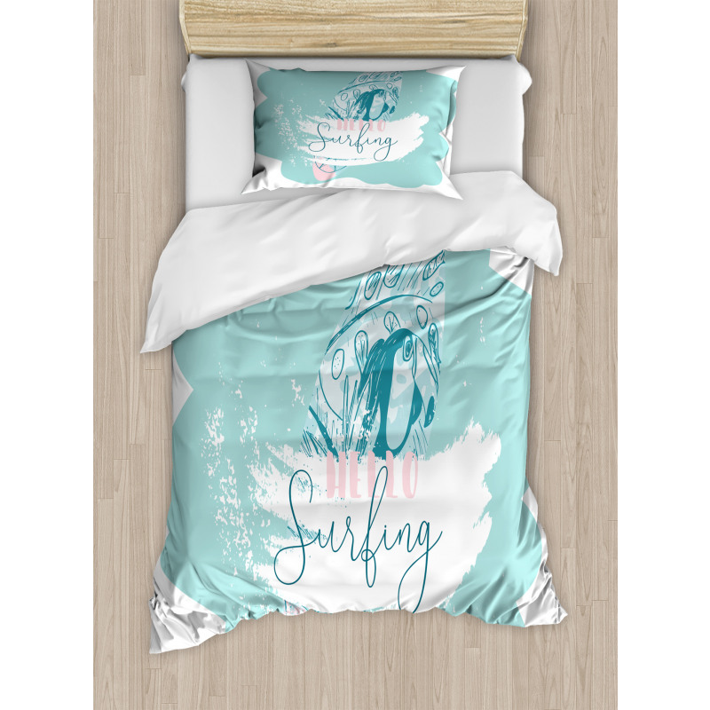 Surfboard with Flowers Duvet Cover Set