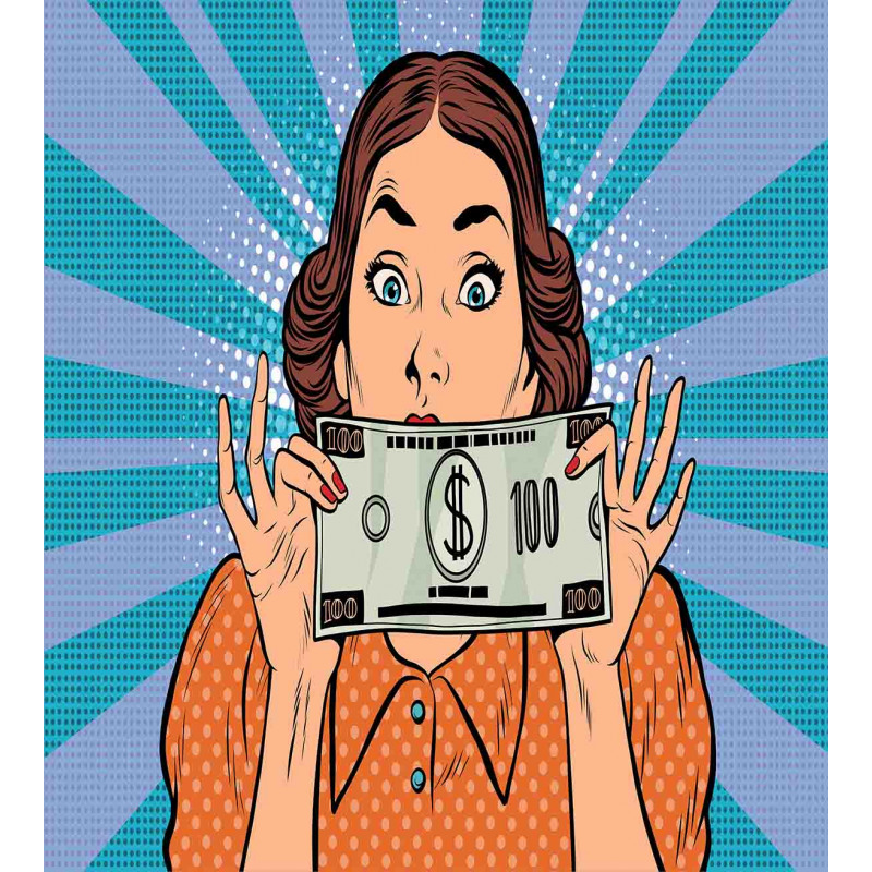 Woman Holding Dollar Bill Duvet Cover Set