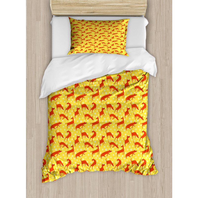 Animal Silhouettes on Yellow Duvet Cover Set