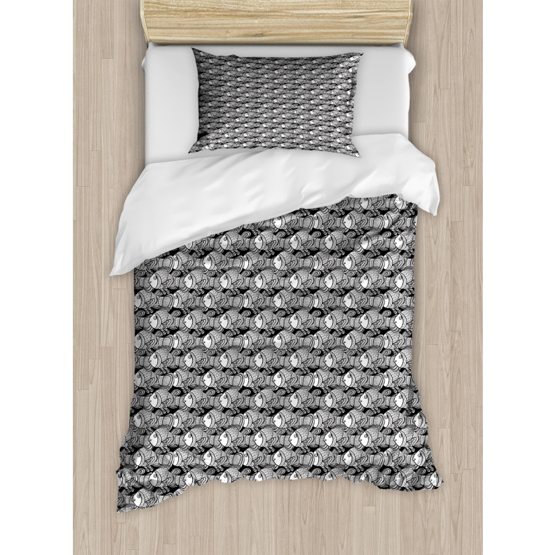 Black and White Anemonefish Duvet Cover Set