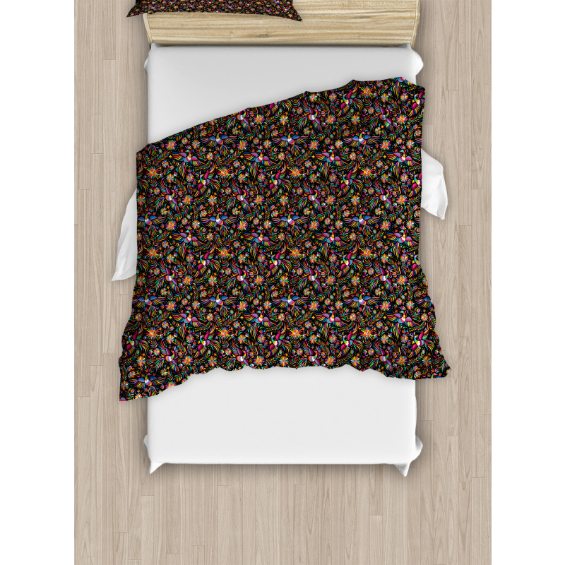 Abstract Flowers and Phoenix Duvet Cover Set