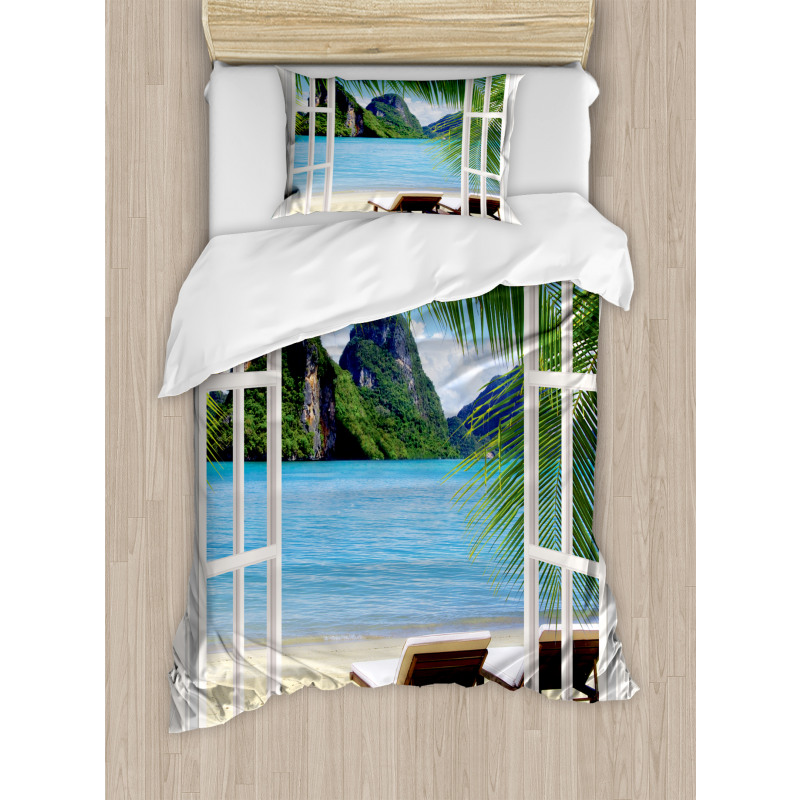 Palms and Ocean Summer Duvet Cover Set