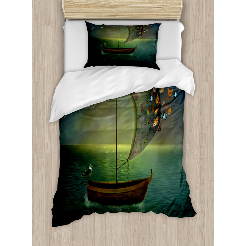 Boat Sailing in a Calm Sea Duvet Cover Set