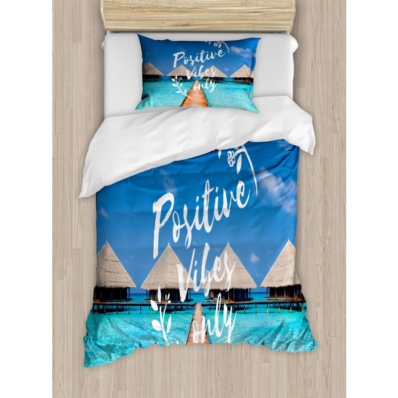 Positive Vibes Only Message Duvet Cover Set