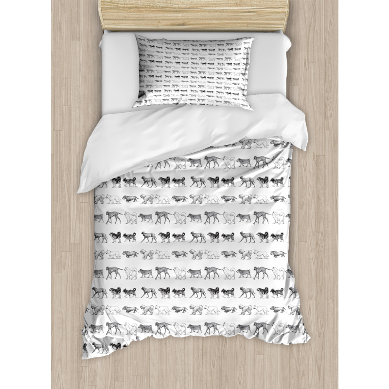 Sketch Art Different Breeds Duvet Cover Set