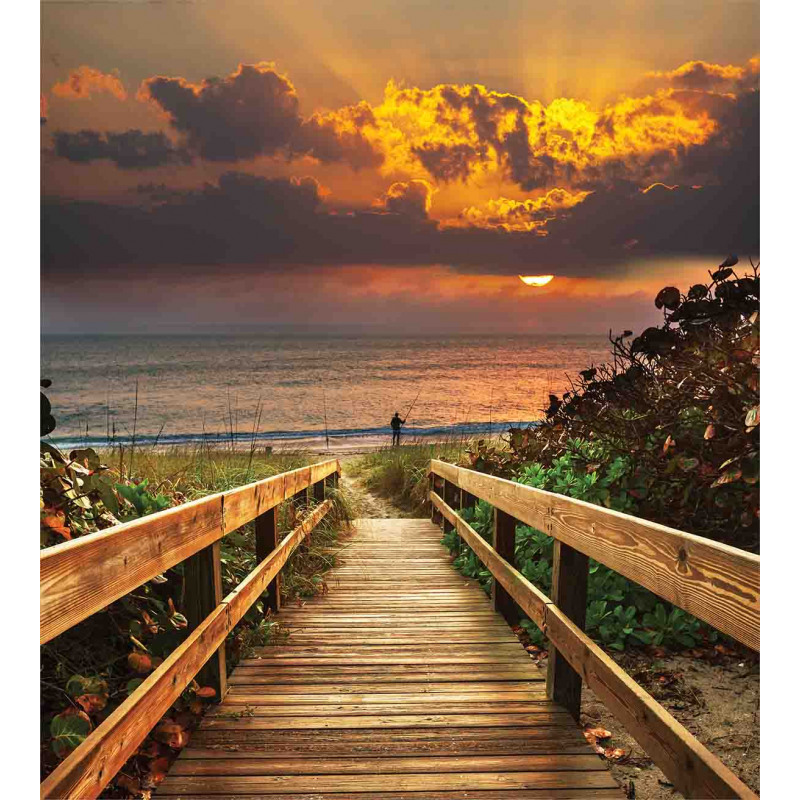 Wooden Pier Sunset Beach Duvet Cover Set