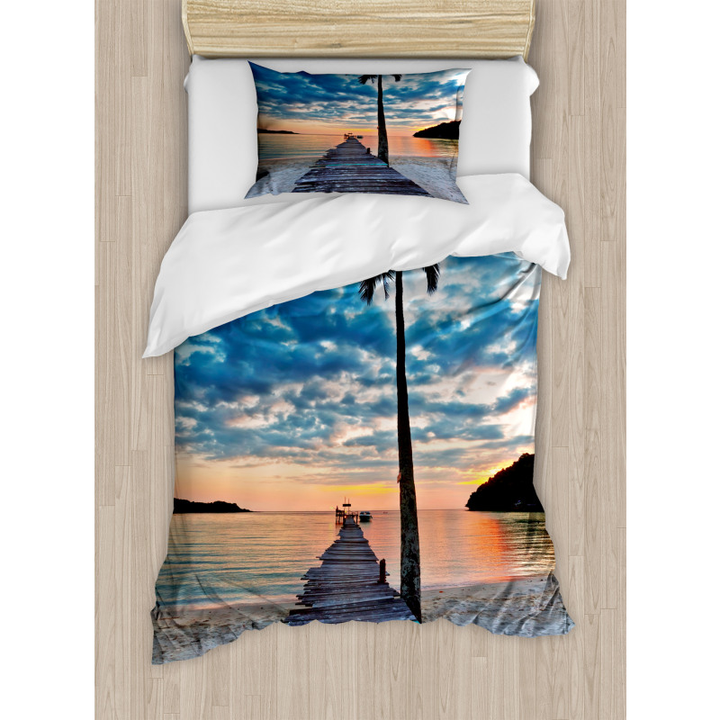 Rustic Jetty on Calm Water Duvet Cover Set