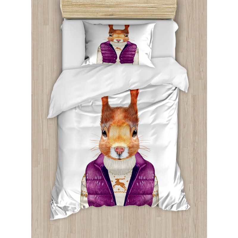 Animal down Vest Sweater Duvet Cover Set