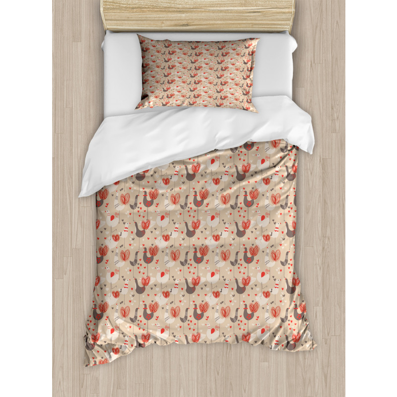 Chickens with Red Ducklips Duvet Cover Set