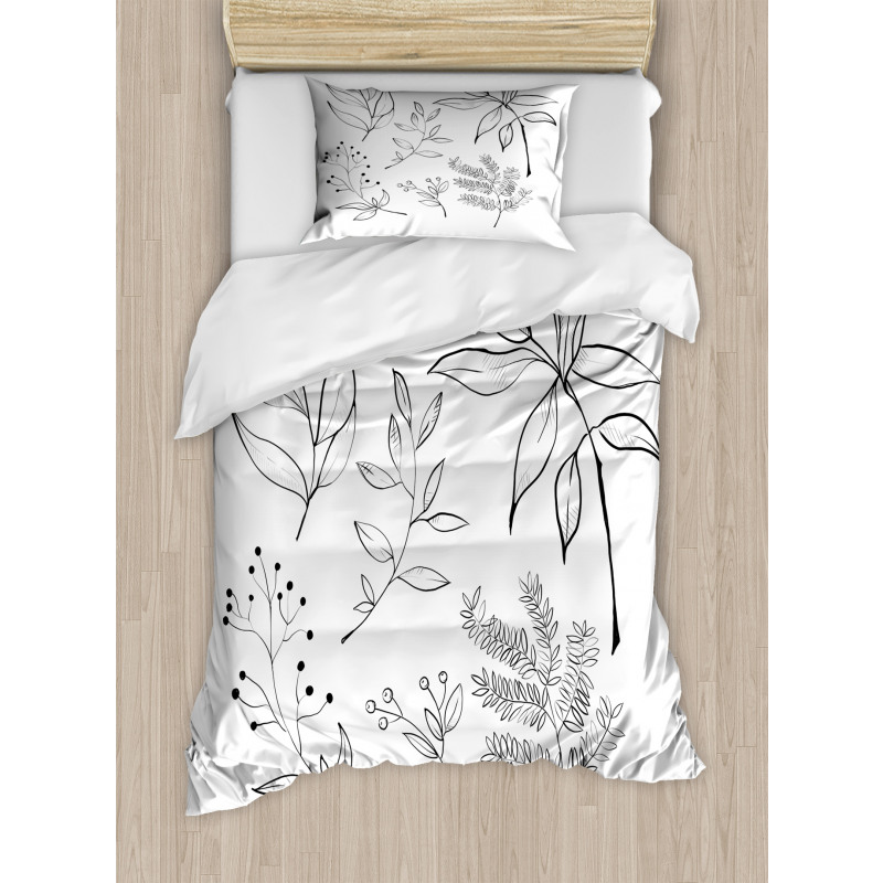 Sketched Botanical Theme Duvet Cover Set