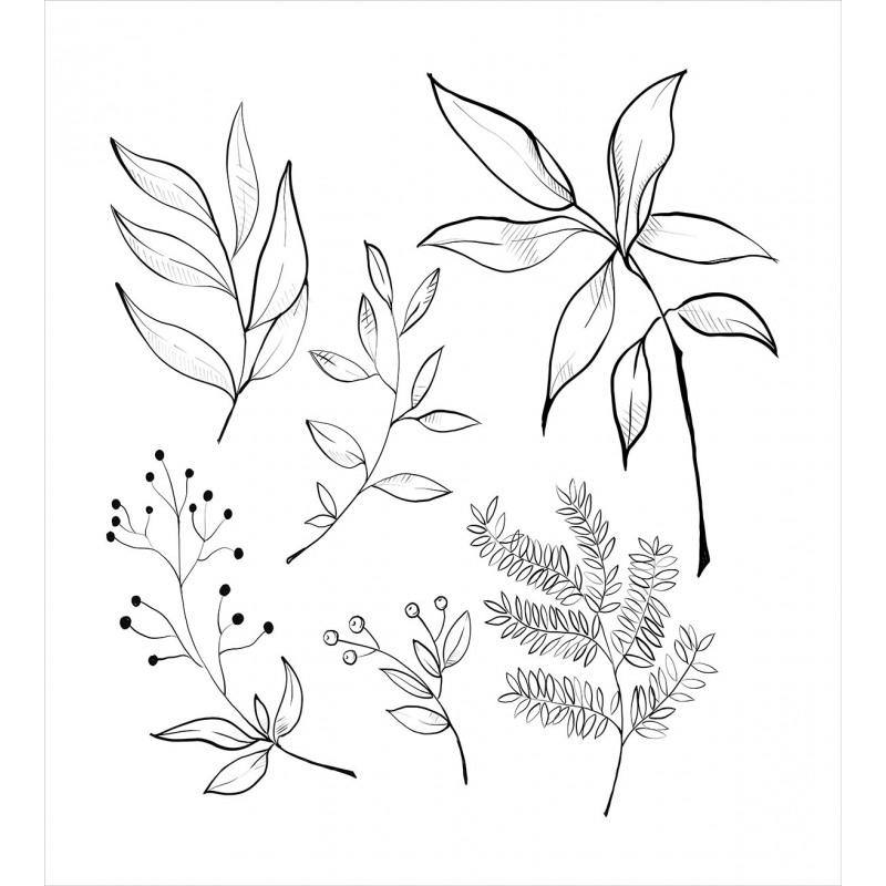 Sketched Botanical Theme Duvet Cover Set