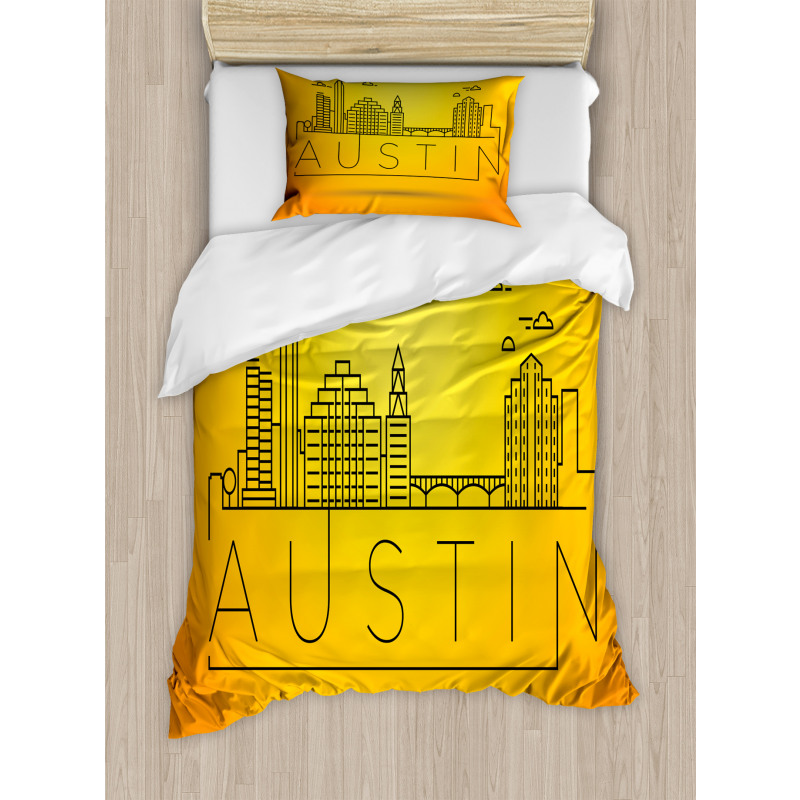 Minimal Texas Linear Skyline Duvet Cover Set