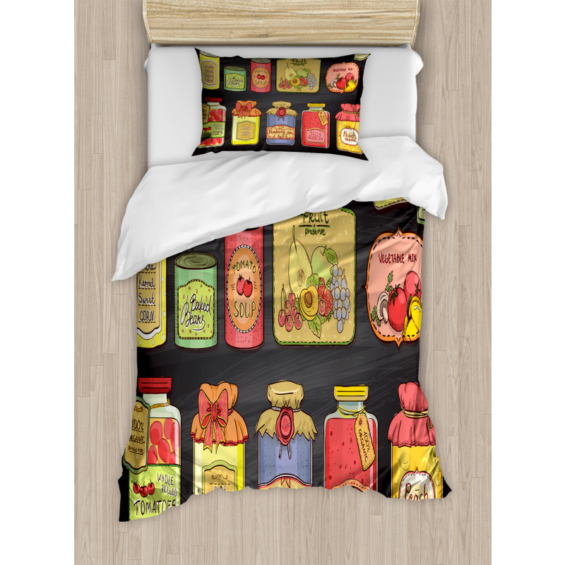 Hand Drawn Can Goods Design Duvet Cover Set