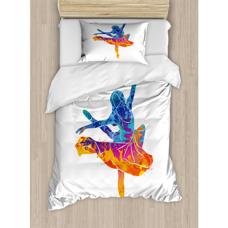 Colorful Ballerina Girl Pose Duvet Cover Set