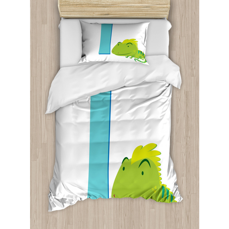 Cartoon Letter I and Animal Duvet Cover Set