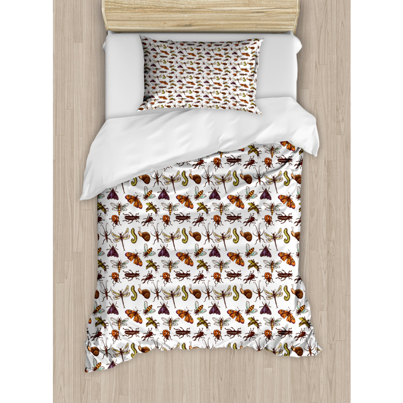 Grasshopper Ladybug Butterfly Duvet Cover Set