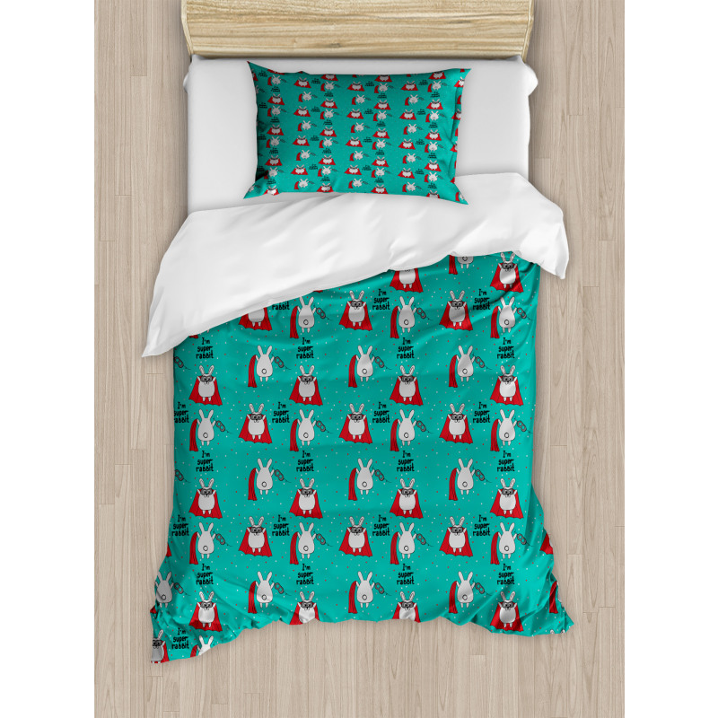 Superhero Rabbit Mask Cape Duvet Cover Set