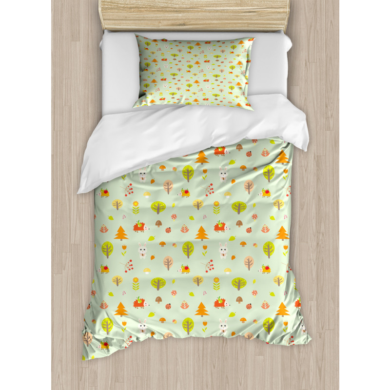 Cartoon Art Autumn Forest Duvet Cover Set